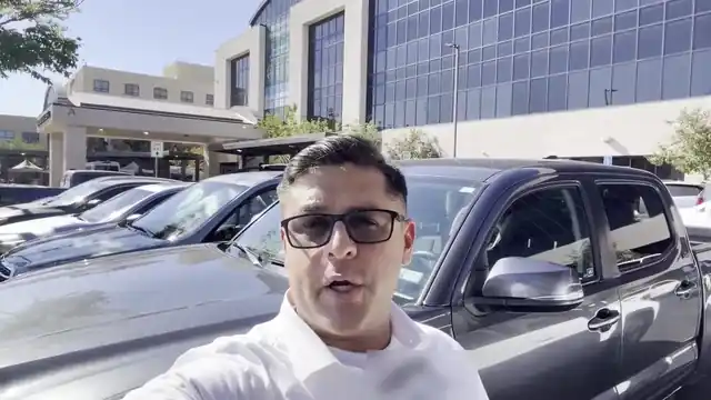 Brent Hernandez of Wet Ink Notary arriving at a hospital for a bedside notary visit
