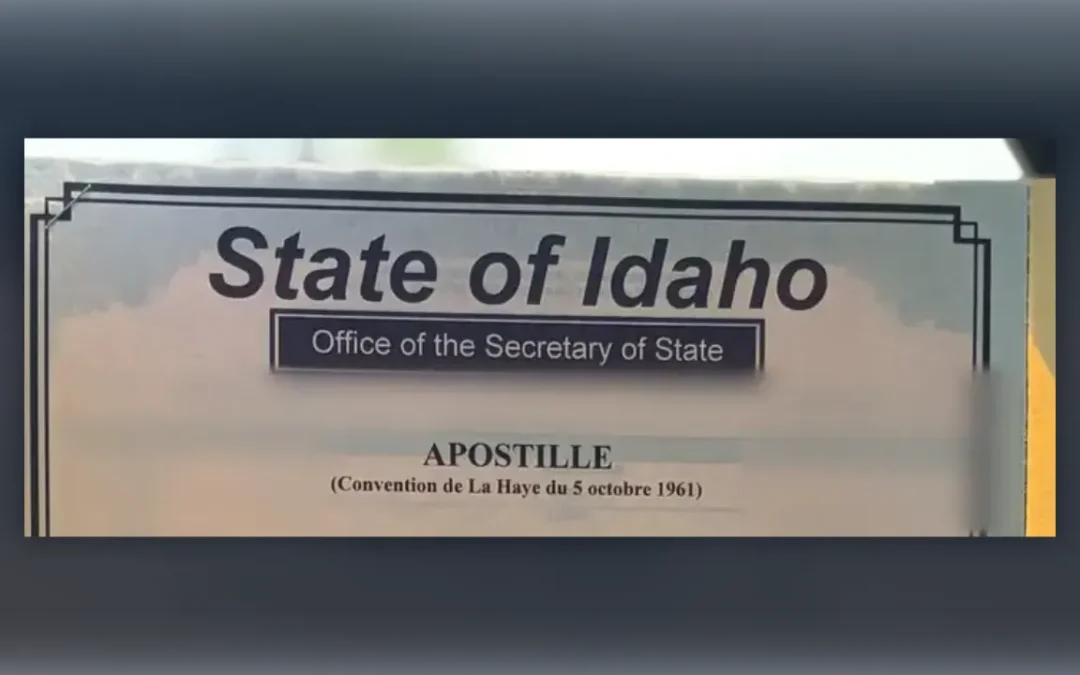 Out-of-state birth certificate apostille, personal details blurred